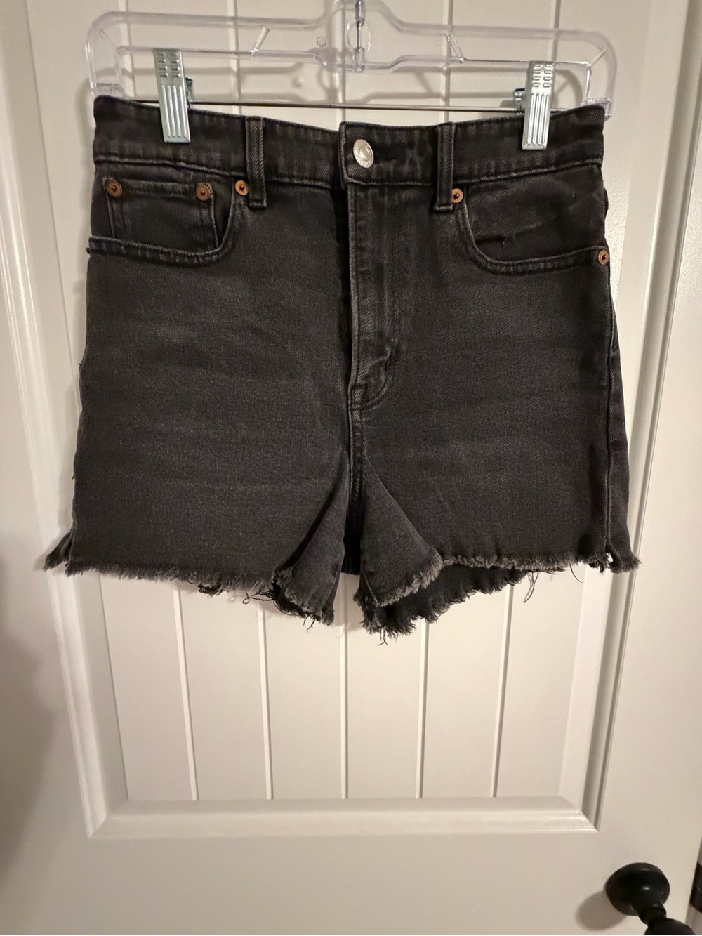 American Eagle Outfitters Black High-Rise Cutoff Denim Shorts